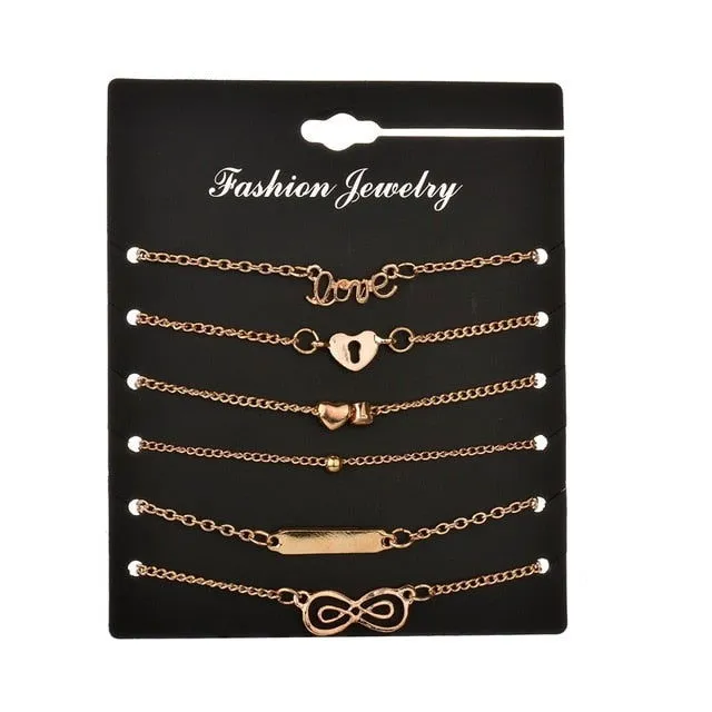 Couples Anklet 5 piece set alloy bronze finish Shhhep Couples Anklet 5 piece set alloy bronze finish Shhhep