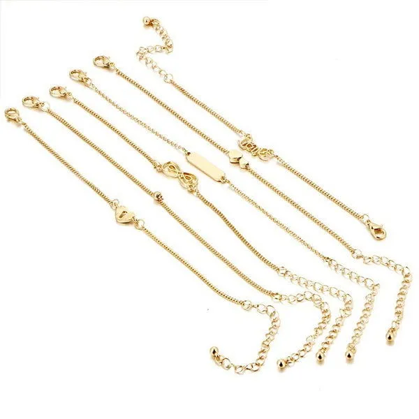Couples Anklet 5 piece set alloy bronze finish Shhhep Couples Anklet 5 piece set alloy bronze finish Shhhep
