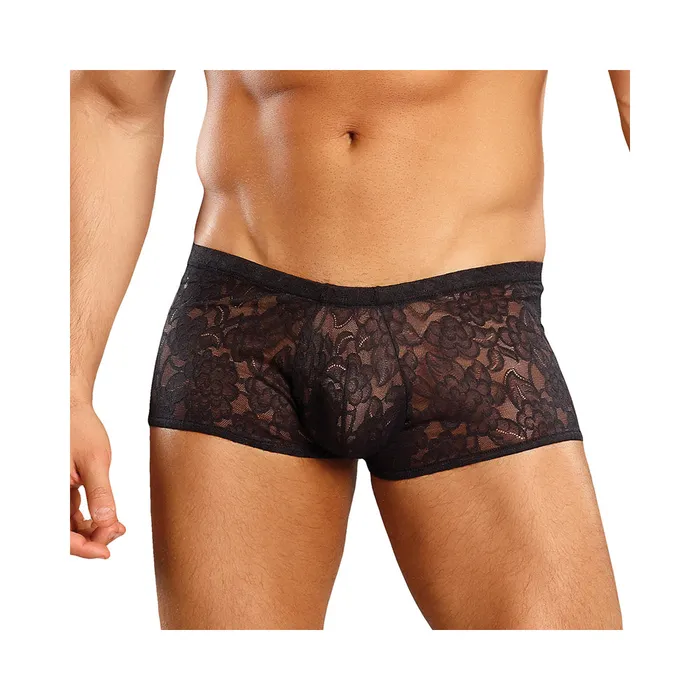 Fairvillacom Anal Male Power Stretch Lace Mini Short Black Small