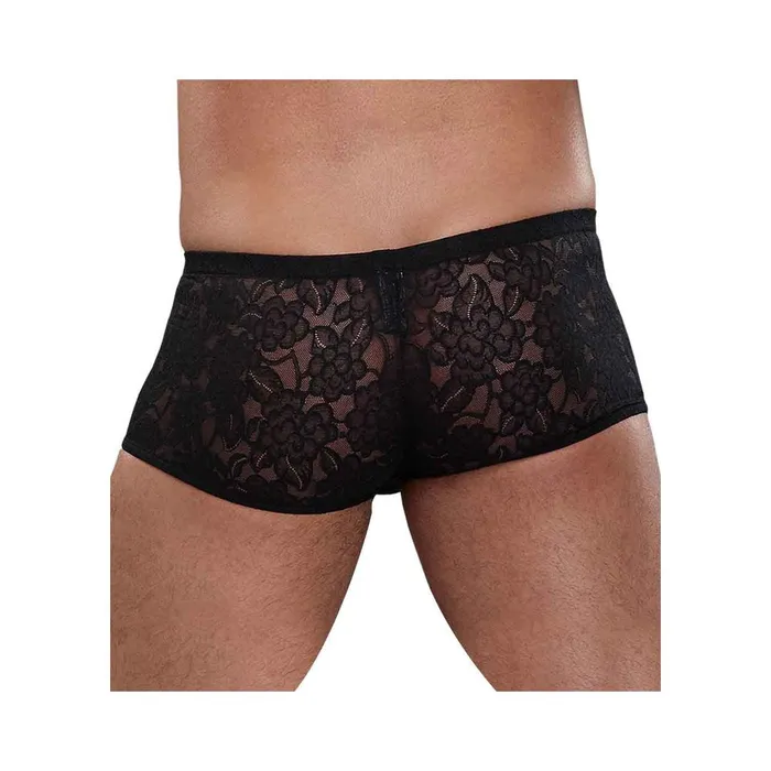Fairvillacom Anal Male Power Stretch Lace Mini Short Black Small