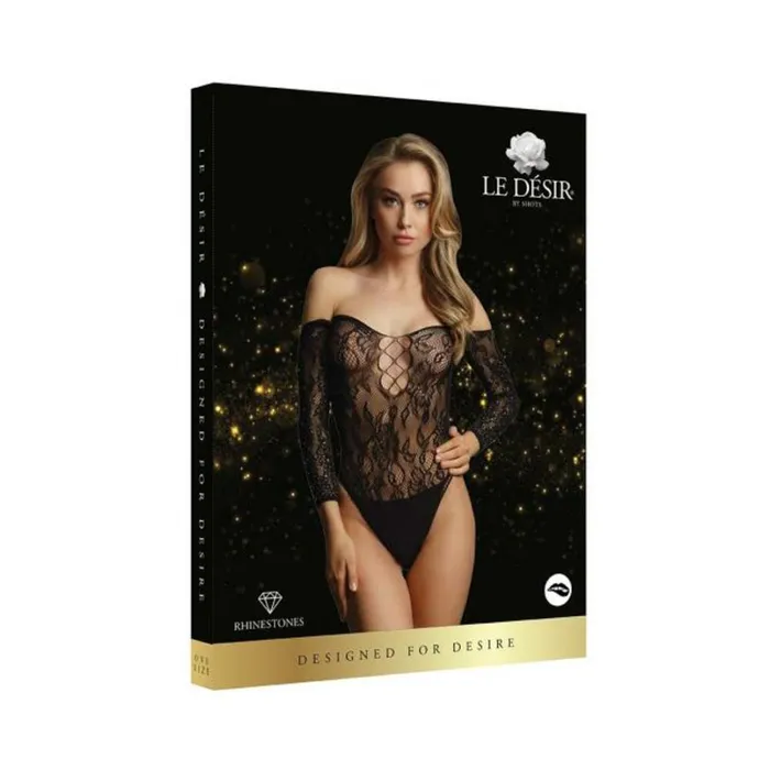 Fairvillacom Vibrators Shots Le Desir Wonder Rhinestone Bodysuit Os Black