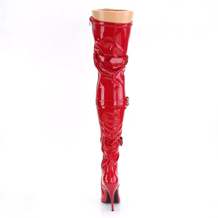 ShhhEFW Anal Seduce 3028 Thigh boot with 5 inch heel Red Patent