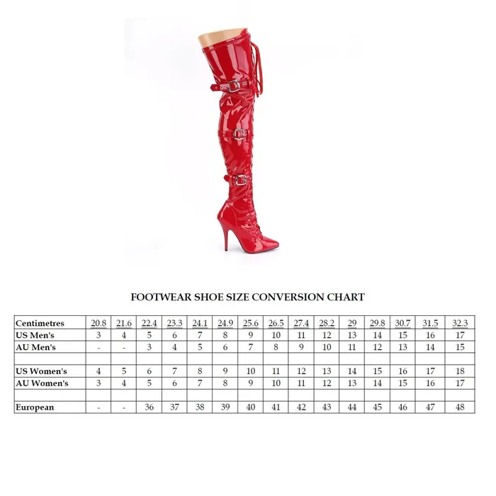 ShhhEFW Anal Seduce 3028 Thigh boot with 5 inch heel Red Patent