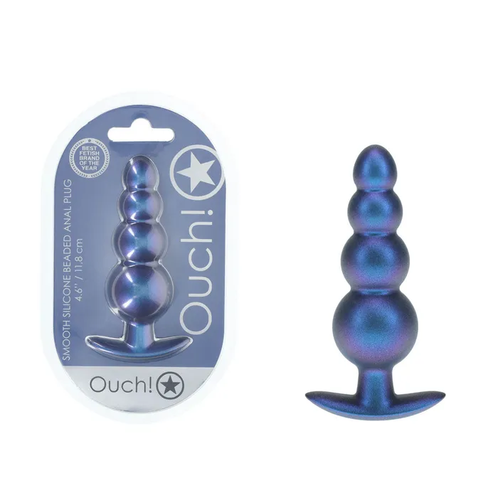 ShhhWndsr Anal OUCH Beaded 117 cm Blue Metallic Butt Plug