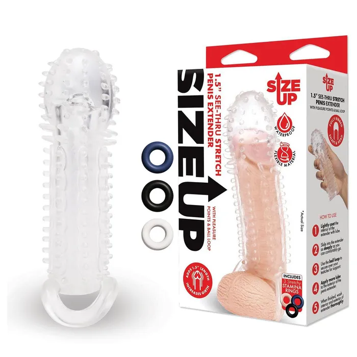 ShhhWndsr Male Sex Toys Size Up 15 Inch SeeThru Stretch Penis Extender