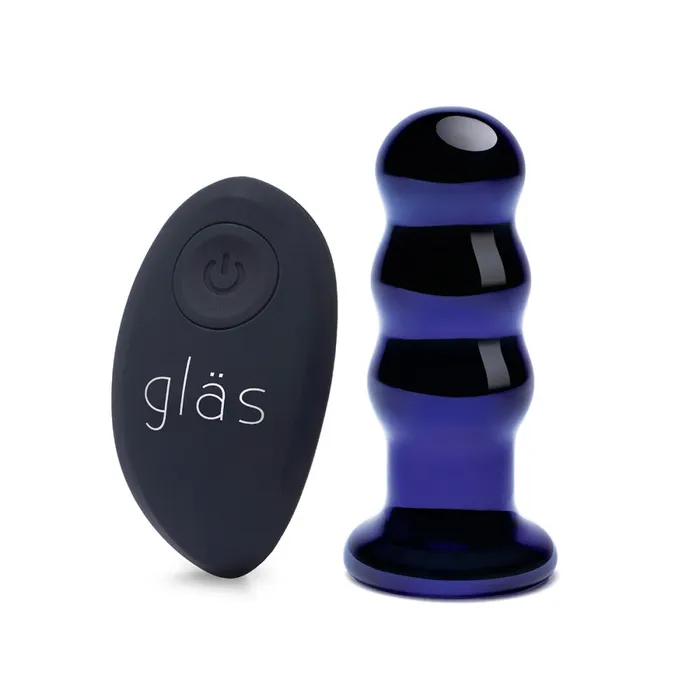 GLAS Rechargeable Remote Controlled Ribbed Butt Plug 35 Glas Anal