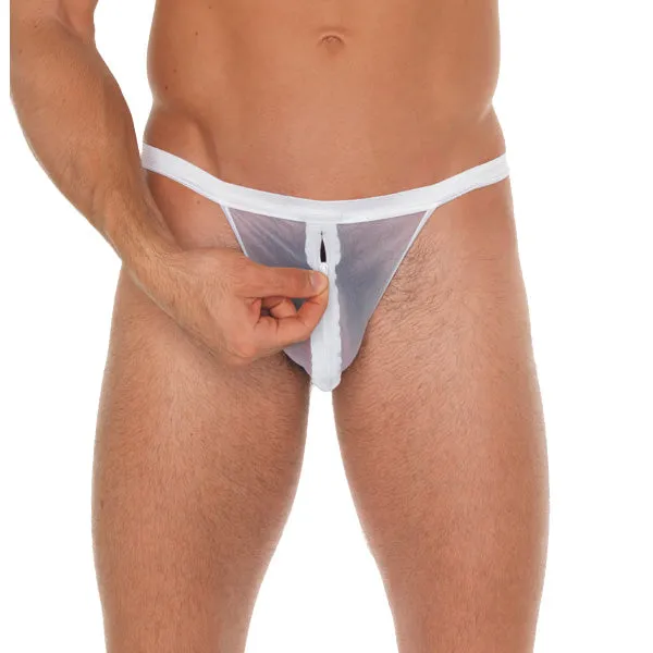 Mens White Mesh Pouch With GString Rimba Male Sex Toys